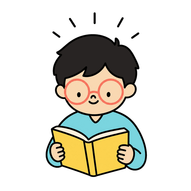 A happy child reading a Mandarin storybook
